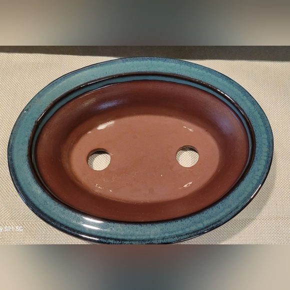 Bonsai Pot Blue Glaze 9" made in Korea - Picture 2 of 11